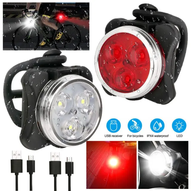 Bike Light Set Super Bright USB Rechargeable Bicycle Lights,Waterproof Mountain