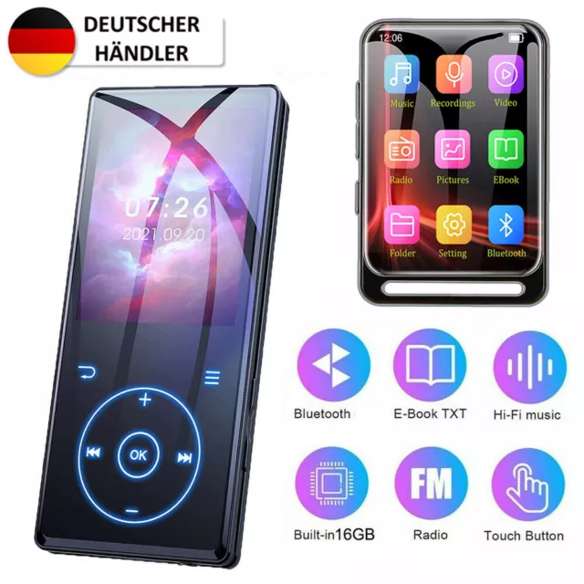 32/16GB Bluetooth MP3 MP4 Player LCD Display HiFi Bass Musik Spieler FM Radio DE 3