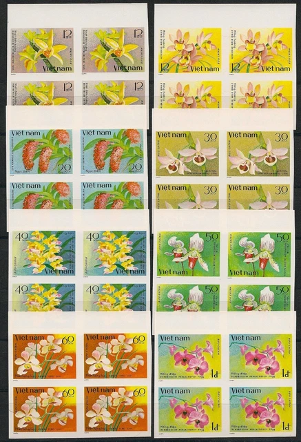Vietnam 1979 4x Minr : 1055 U - 1062 U Menthe Orchidées Flore