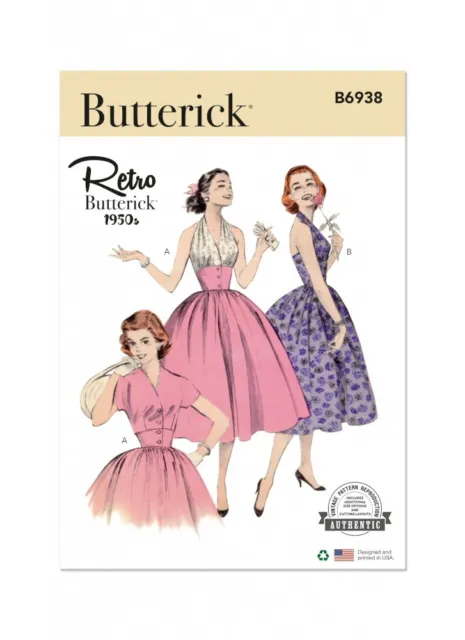 Butterick Sewing Pattern B6938 Misses' Vintage 1950’s Halter Dress and Jacket