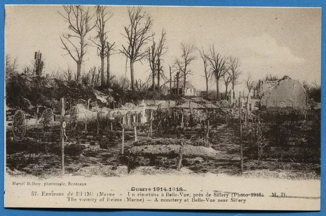 CPA: Environs de Reims - Un cimetière à Belle-vue, près de Sillery/ Guerre 14-18
