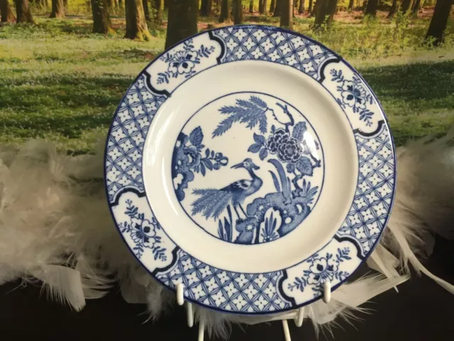 White & Blue  Plate With Crane Bird 'Yuan', Wood & Sons side Plate with bird