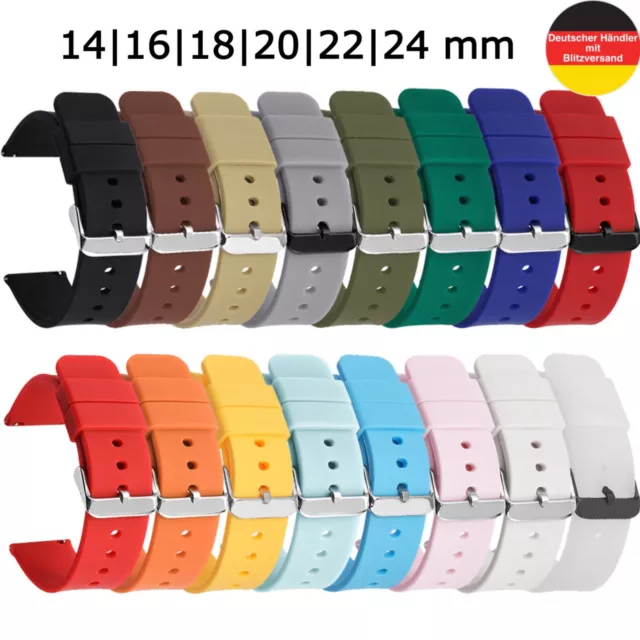 14 16 18 20 22 24 mm Silikon Uhrenarmband Ersatzband Armbanduhr Gummi Band #SI1