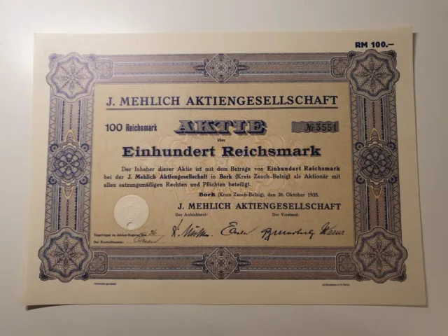 J. Mehlich Aktiengesellschaft 1935