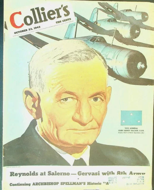 Collier's Magazine October 23 1943 WWII John Sidney McCain Archbishop Spellman