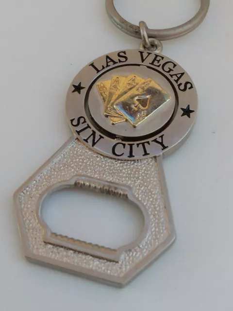 Las Vegas Sin City Bottle Cap Opener Souvenir Keychain