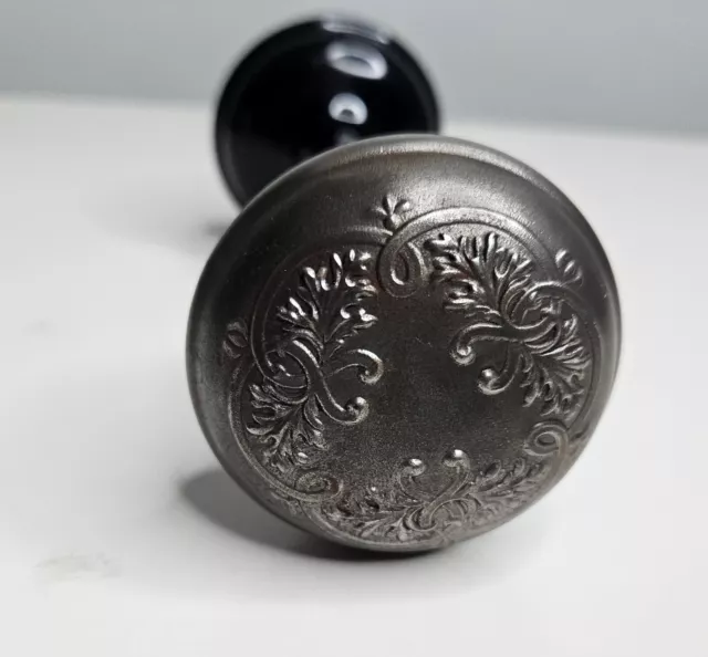 Vintage Victorian Door Knob Set Etched Silver Metal Salvage Reclaimed
