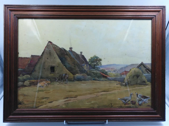 TABLEAU ANCIEN AQUARELLE paysage signé EUR 88,61 - PicClick FR