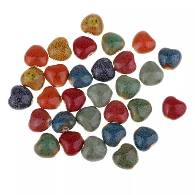 30x Blumenglasur     Keramik Perlen 15mm für Schmuckherstellung
