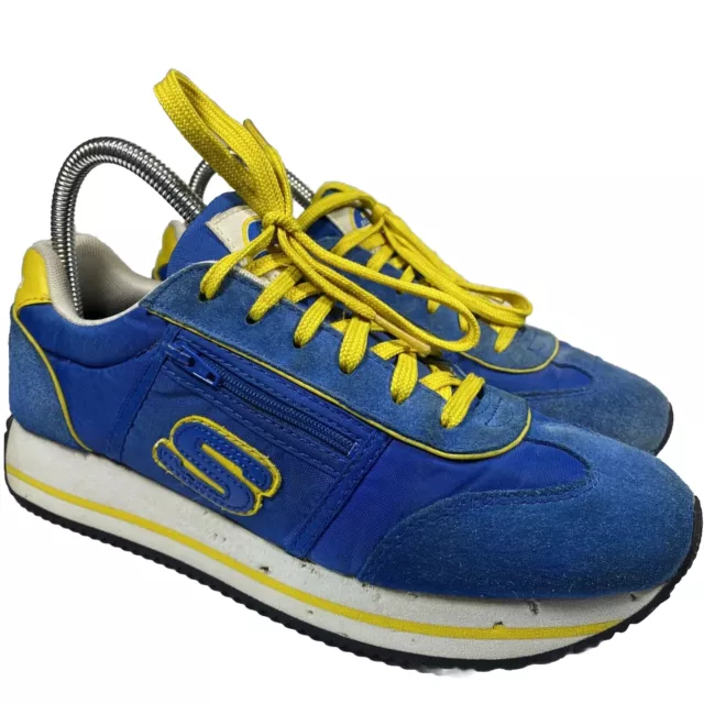 Vintage Skechers Active Yellow Blue 90s Sneakers Running Shoes Womens Sz 7.5