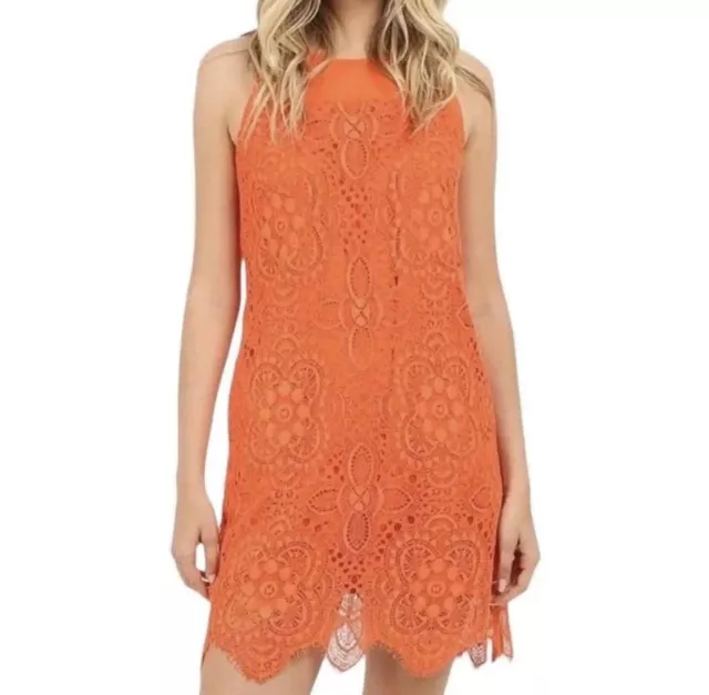 NWT Trina Turk Emerson Orange Lace Dress Pockets Sz 6 $428 (D034) 2