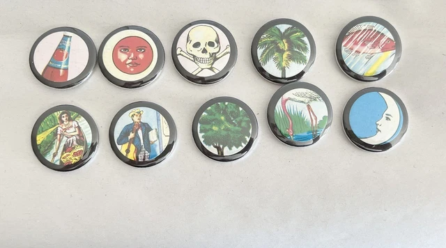 set of 10 mexican loteria bingo card images refrigerator magnets 1.25 in. round