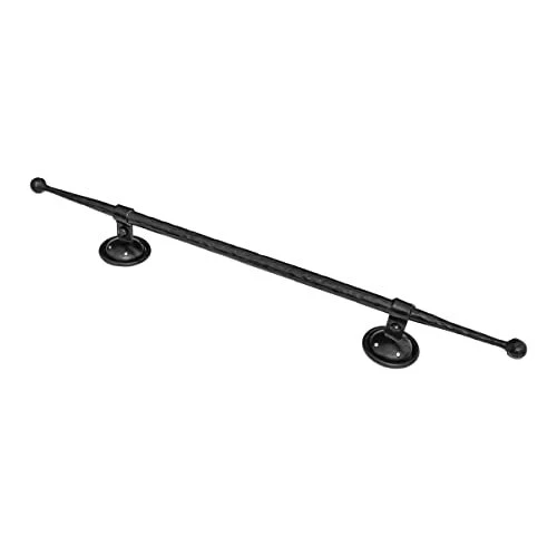 Door Pull Handle Medieval Hand Forged Iron Hardware Barn Accessory Black Finish