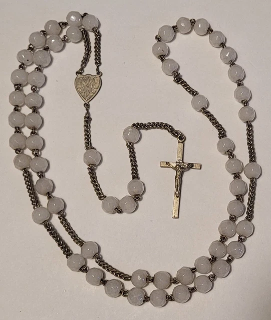 Croix / Crucifix Ancien En Argent Avec Verre Coloré - Occasion