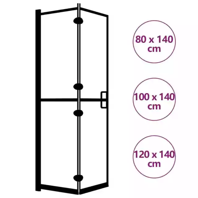 Mampara de Ducha Plegable ESG Negro Cabina Baño Partición Multitalla vidaXL