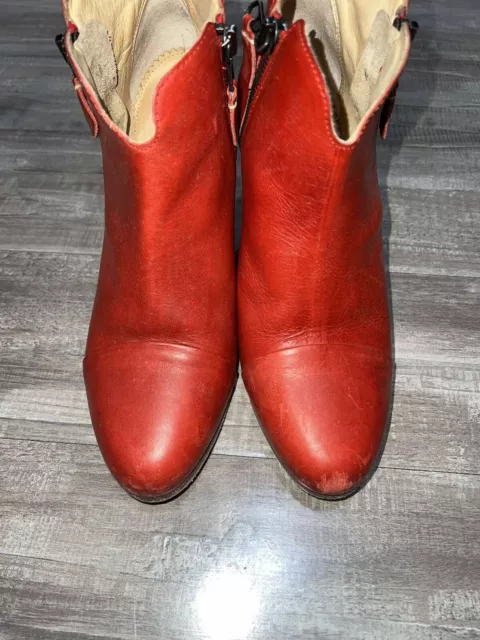 Rag & Bone Red Margot Booties Women Red Size 38,5 Leather Shoes Boots 3