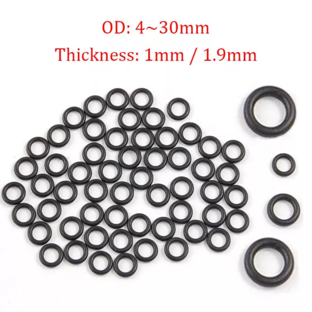 5-30mm Black Oil Resistant Seal Washers NBR Rubber 1mm 1.9mm O-Ring Mechanical