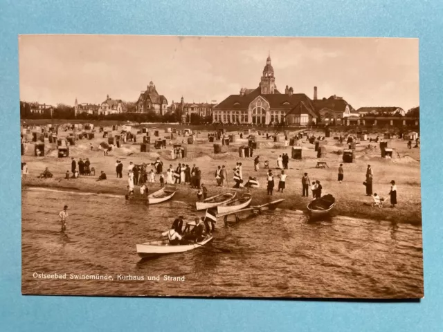 Alte AK von Ostseebad Swinemünde, Kurhaus und Strand, Świnoujście, gelaufen 1932