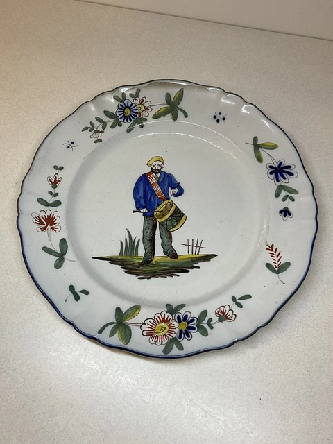 ANCIENNE ASSIETTE MURALE décorative GIEN JB héraldique mythologie
