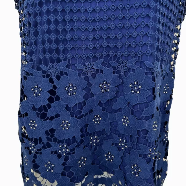 Royal Blue Inc International Concepts Lace Rhinestone Short Sleeve Top - L 2