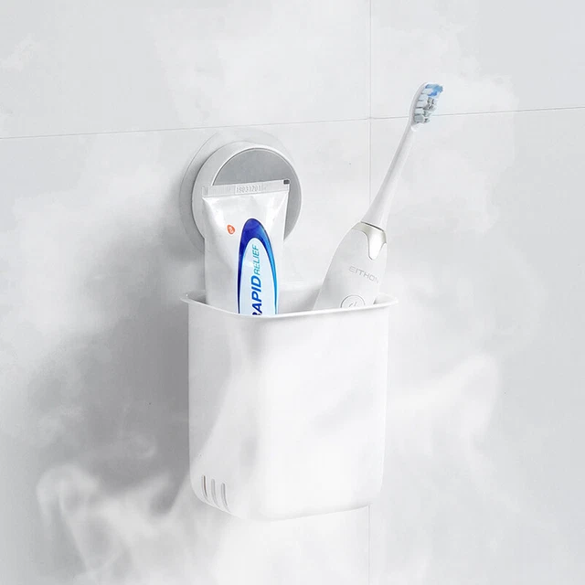 Cepillo de dientes soporte de montaje en pared pasta de dientes vaso bucal estante de almacenamiento organizado Y4