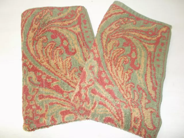 2 Rare Ralph Lauren Great Barrington Paisley Hand Towels Cotton 16" x 27"