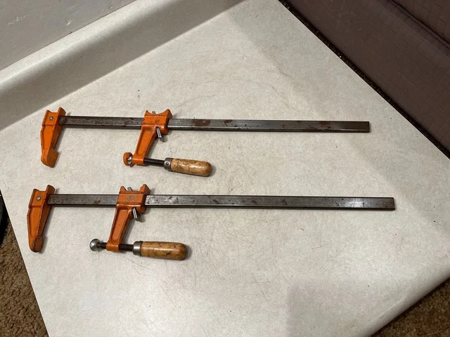 Lot of 2  Jorgensen #3718 Wood Handle Bar Clamps,18" Capacity Vintage