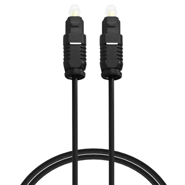 Cable Fibre Optique Connecteurs Tos Link 2m M/M Audio Digital HiFi SPDIF Noir