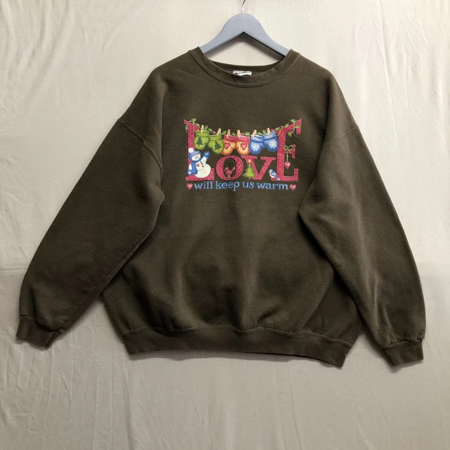 WALT DISNEY WORLD Jumper Mens XL Brown Christmas Love Snowman