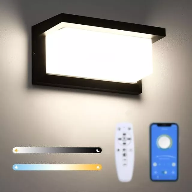 Lightess Außenlampe mit Fernbedienung Dimmbare Wandleuchte LED Außen 2.4G 18W IP