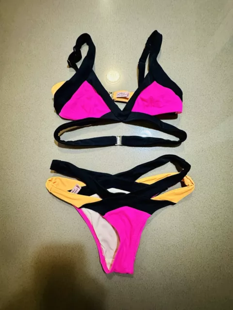 AGENT PROVOCATEUR MAZZY Orange Black Pink Bikini Set $75.00 - PicClick