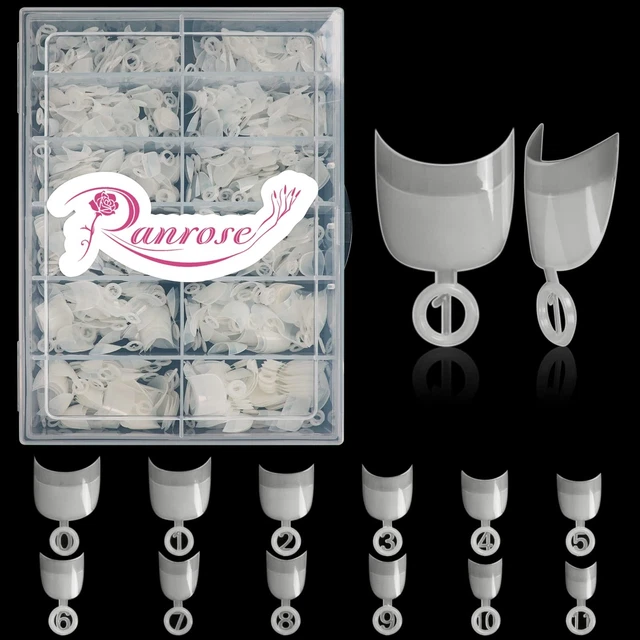 Ranrose Short Nail Tips- 600PCS Oval Half Cover False Tips 12 Sizes Round Acr...