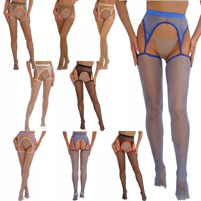 Sexy Pantyhose Womens High Waist Crotchles Garter Belt Stocking Suspender Tights