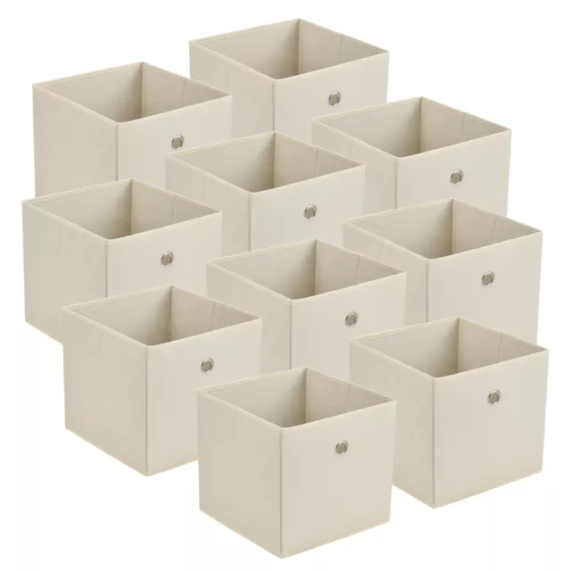 Set de 10x Caja de Almacenamiento Juego de Almacenaje Organizador con Asa Beige