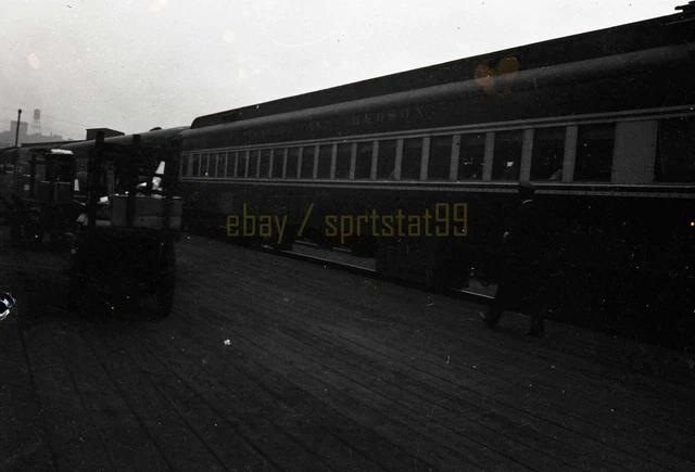 DH Delaware & Hudson Passenger Car @ Train Station - Vintage Railroad Negative