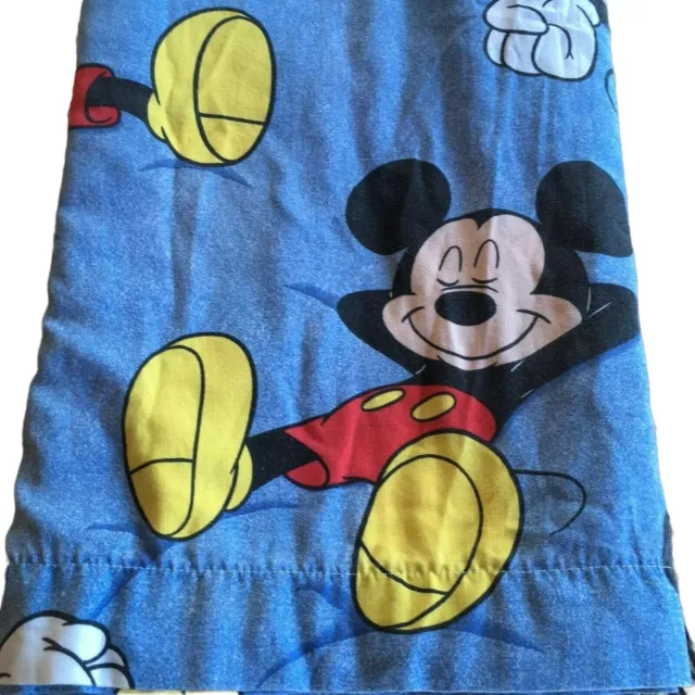 Vintage MICKEY MOUSE Twin Flat Sheet & Pillowcase Set Denim Look 1980s Zzz's USA