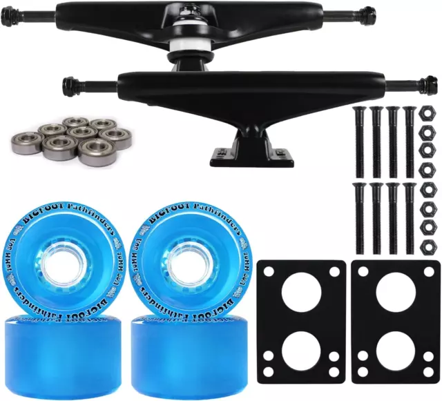 Longboard Skateboard Trucks Combo Set 70Mm Bigfoot Pathfinder Wheels with Polish