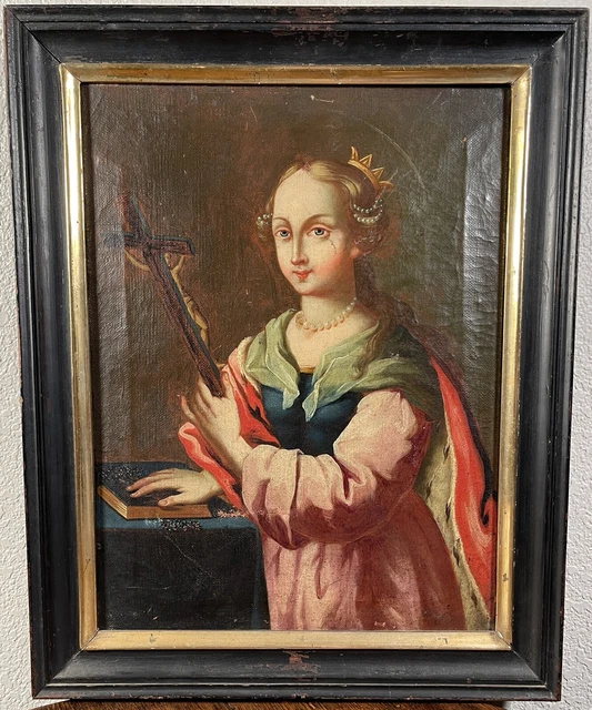Antique Oil Painting Saint Catherine Alexandria 17th Century Old Master Italian