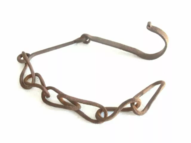 late 17th century ANTIQUE wrought iron trammel chain pot hook great wall decor