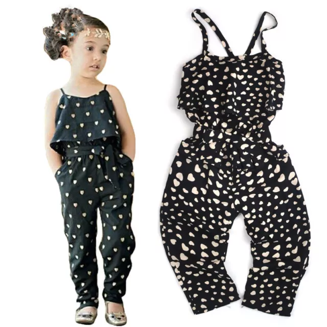 Toddler Kids Baby Girls Ruffle Halter Romper Tops Outfits Summer Clothes Set