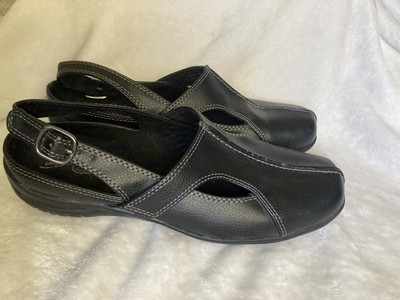 Easy Street Women 10W Comfort Wave Black Slingback Shoes Loafers Size 10 W Wide