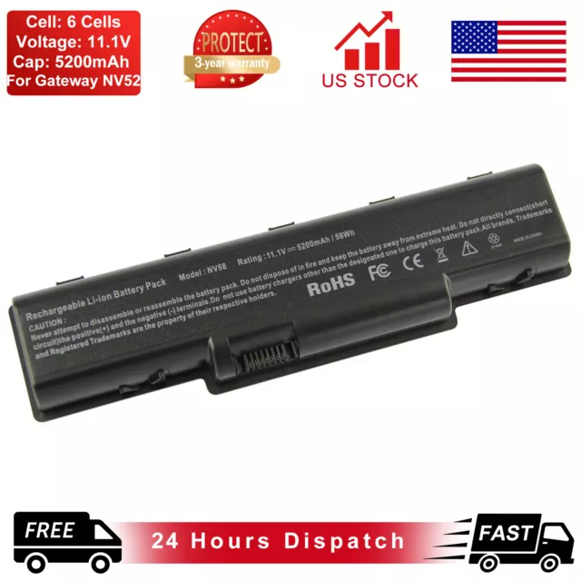Battery for Gateway NV51 NV52 NV53 NV54 NV56 NV58 NV59 Series Laptop 6Cell 11.1V