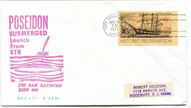 1971 POSEIDON Submarine Launch from ETR USS Sam Rayburn - Cape Canaveral NASA