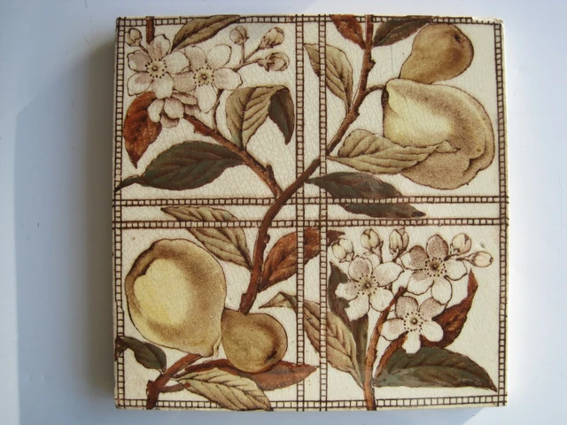 Antique Victorian Print And Tint Wall Tile - C1885 - Decorative Art Tile Co #N16