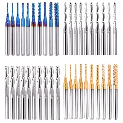 40Pcs End Mill Bits Set 1/8" Shank, CNC Router Bits Cutting Milling Tool Engr...