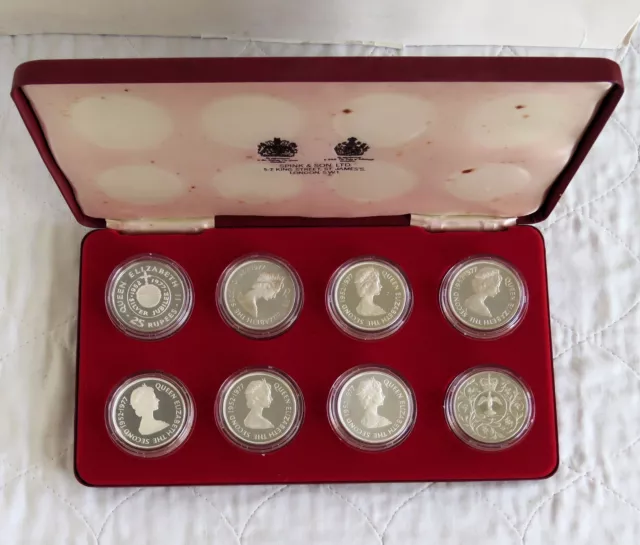 1977 SILVER JUBILEE 8 CROWN SILVER PROOF COLLECTION - boxed 2
