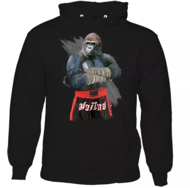 Felpa con cappuccio Gorilla Fighter Uomo Arti Marziali Palestra MMA Allenamento Top Muay Thai Boxing