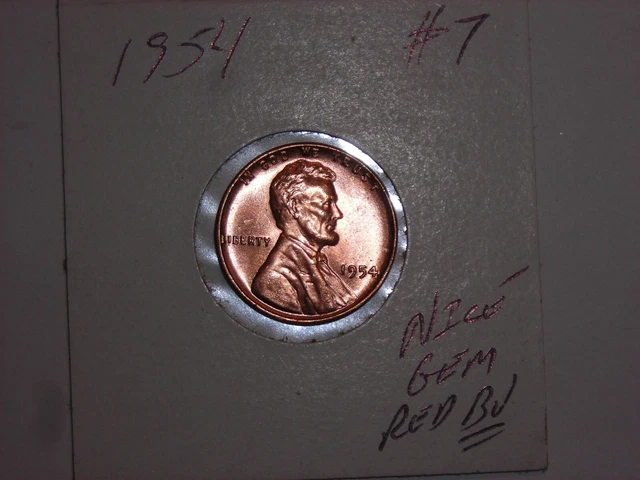 wheat penny 1954 NICE GEM RED BU 1954-P LINCOLN CENT LOT #7 GREAT GEM RED UNC
