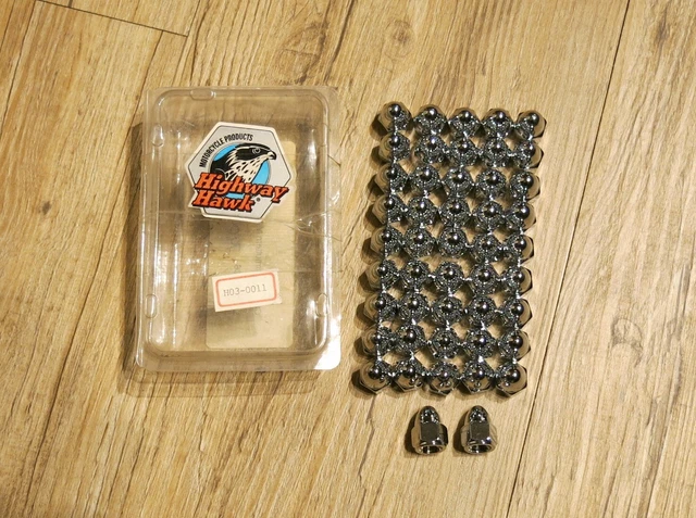 Hutmuttern M8 verchromt Highway Hawk 47 Stück