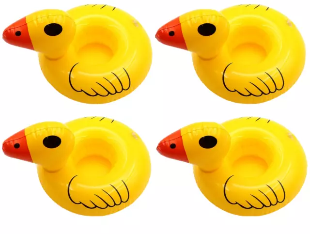 4x Inflatable Duck Drink Holders Float Cup Can Hot Tub Swimming Pool Bath Toy